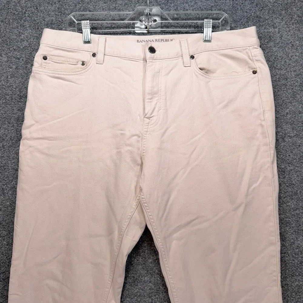 Banana Republic Traveler Pants Mens 36x32 Beige Slim Fit Stretch Chino Casual